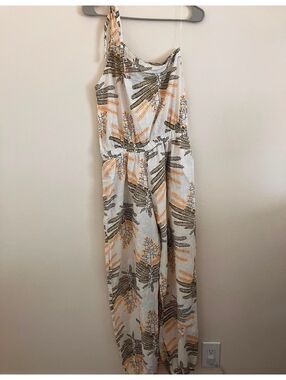 NWT TNS Women's Medium Leaf Print One-Shoulder Cotton Jumpsuit Size M